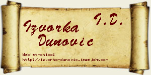 Izvorka Dunović vizit kartica